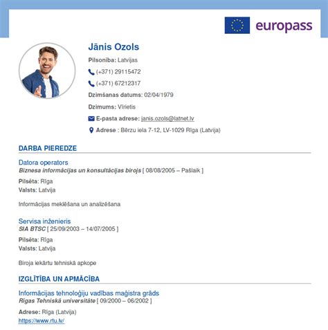 europass cv online latviski.